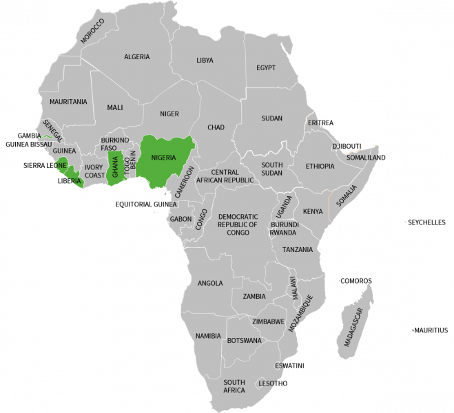 Nigeria And Ghana Map West African Hub | Cochrane Africa